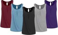 Made By Johnny Women's Pleated Front Scoop Neck Shell Tank