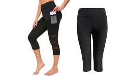 Womens High Waist Fitness Workout Capris Yoga Leggings With Pockets 