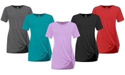 Made By Johnny Women's Twist Front Short Sleeve Tunic Tee