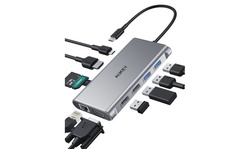 AUKEY 10 in 1 USB C Hub with 4K HDMI & VGA Silver CB-C89