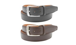 2 PACK MEN'S BLACK & BROWN GENUINE LEATHER BELT