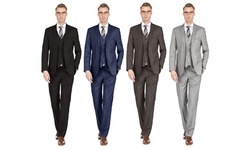 Gino Vitale Men's Modern Fit Sharskin 3pc Suits