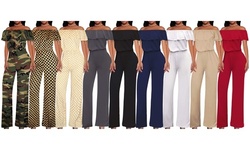 Women's Off Shoulder High Waist Jumpsuit Romper also in Plus Sizes