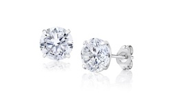14K White Gold 3-8MM Round-Cut Stud Earrings wCrystals by Swarovski