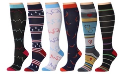 REXX Medical Prints Nurses Inspired Knee-High Compression Socks (3-Pairs)