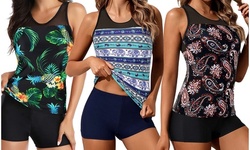 Womens Tankini Swimsuit Racerback Tank Top with Shorts 2 Piece Bathing Suit
