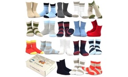 TeeHee Kids Boys Cotton Crew 18 Pair with Gift Box