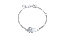 Teddy Bear ID Bracelet Name Plated Bar Silver Sterling Small Wrists