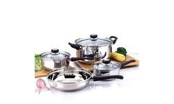 Culinary Edge 7 PC Stainless Steel Cookware Set - Black Handle