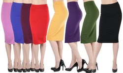 Women's Premium Cotton-Blend Basic Knee Skirt