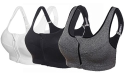 Zipper in Front Closure Sports Bra Low Impact Racerback Workout Yoga Top