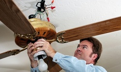 1 or 2 Ceiling-Fan Replacements or 4 Recessed LED Lights and Dimmer Switch from Stela Electric (Up to 48% Off)