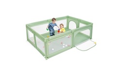 Costway Baby Playpen Extra-Large Safety Baby Fence w/50 Ocean Balls Green