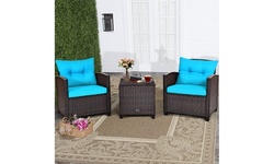 Costway 3PCS Patio Rattan Furniture Set Cushioned Conversation Set