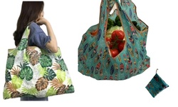 2-Pack Foldable Reusable Grocery Bags With Zippered Closure