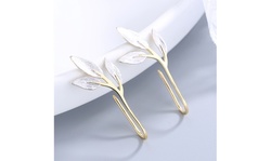 Handmade Silver and 14K Gold Pull-Through Leaf Earrings