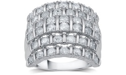 2 CTTW Diamond Multi-Row Anniversary Ring In Sterling Silver By DeCarat