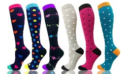 3-6 Pairs Compression Socks Knee-High Collection Stockings for Running Medical