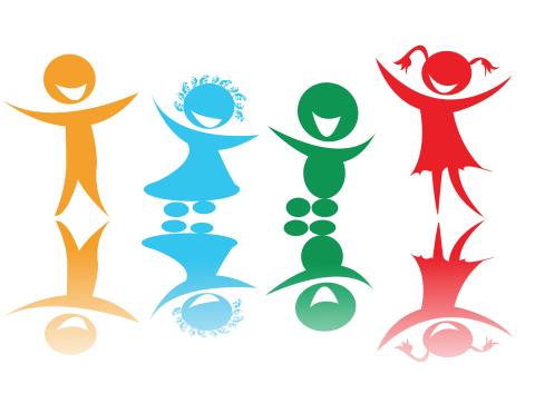 cartoon kids smiling dancing