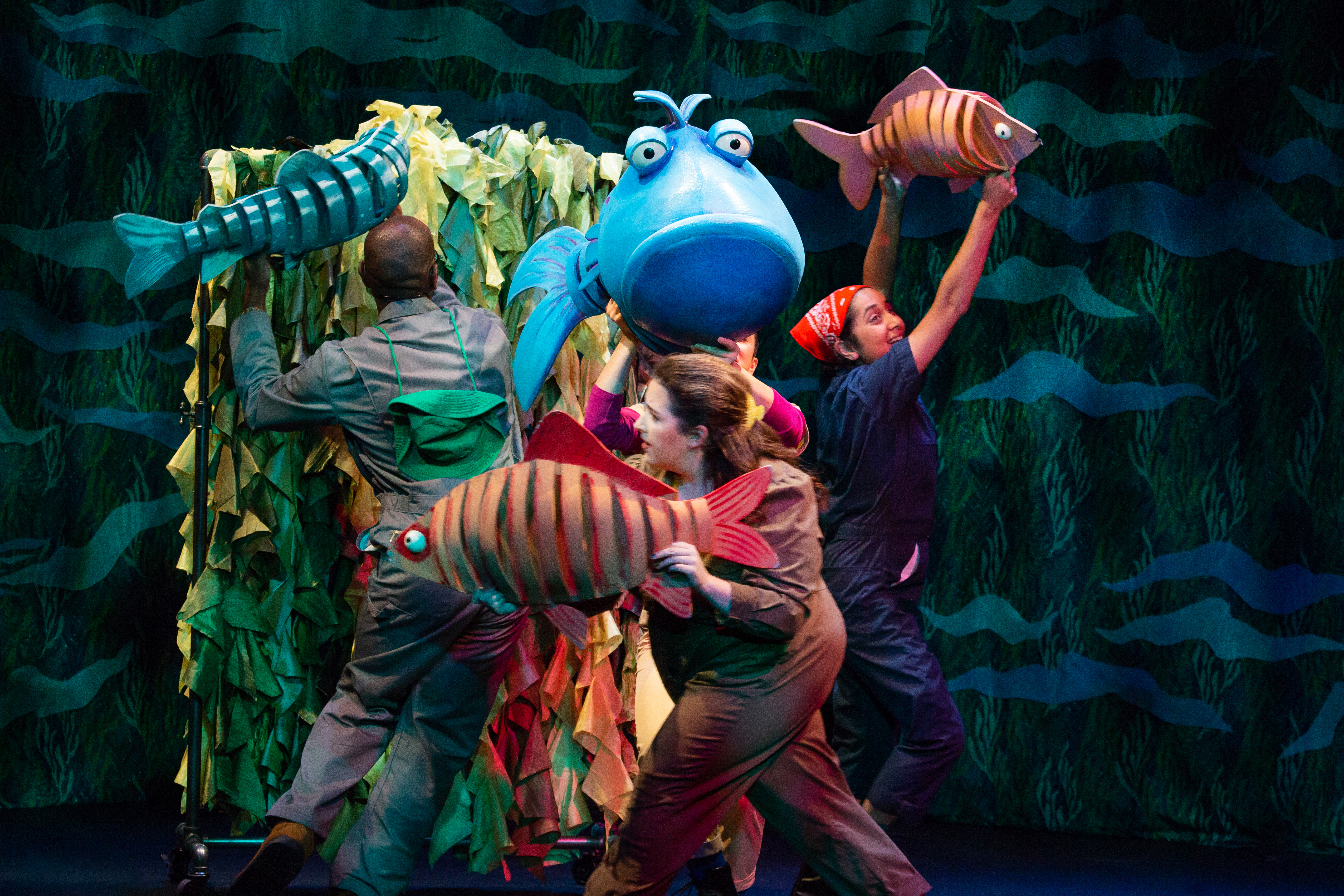 (From left) Emmanuel Elpenord, Kelly Grago, Leanne Brunn, Mukta Phatak in a performance of &ldquo;The Pout-Pout Fish.&rdquo; 