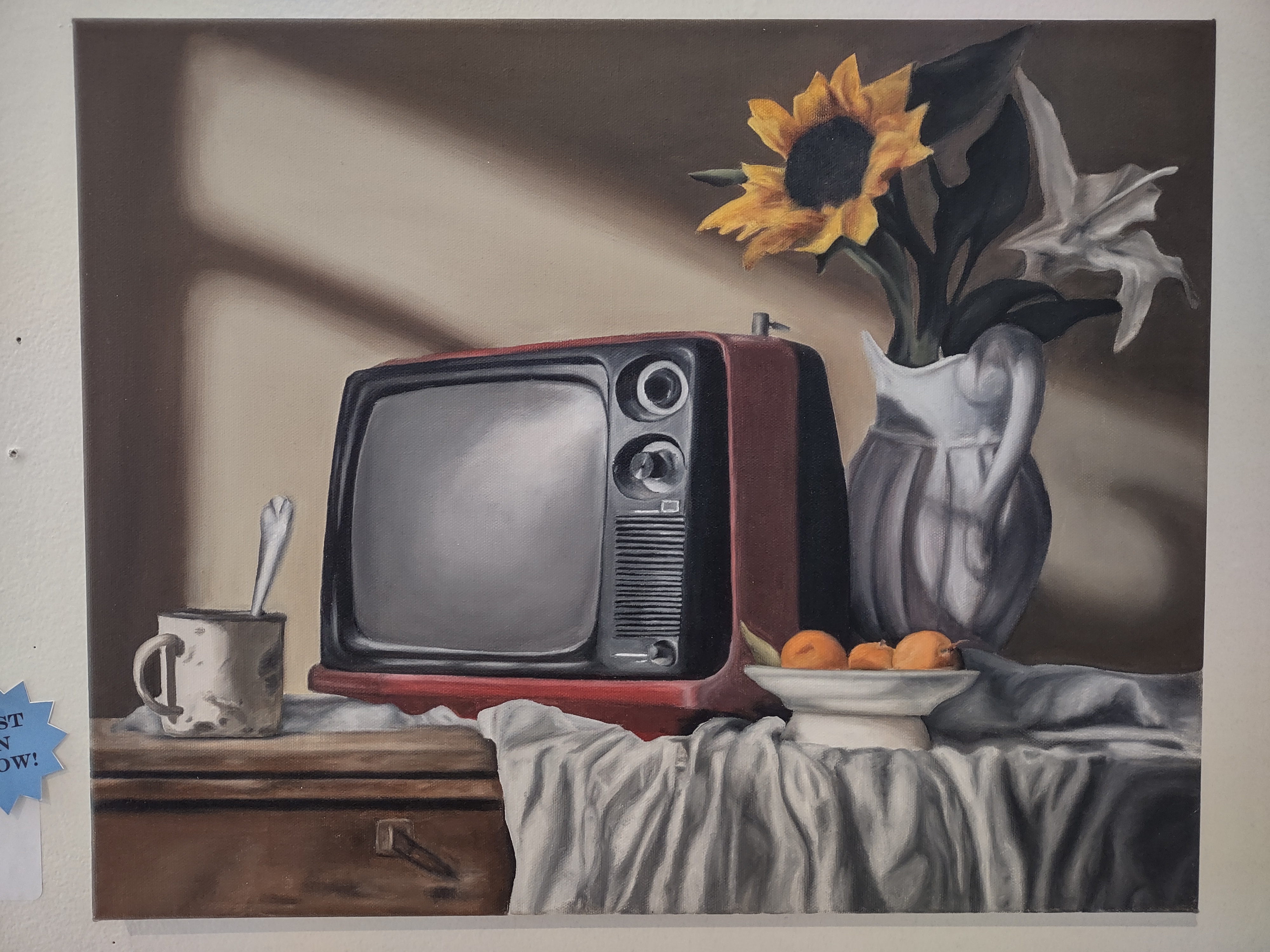 &ldquo;Television Still Life,&rdquo; Hailey Kutt, oil on canvas, 2025 Best in Show winner. 